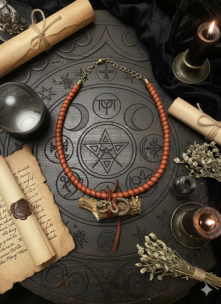 Bőr choker nyaklánc aganccsal